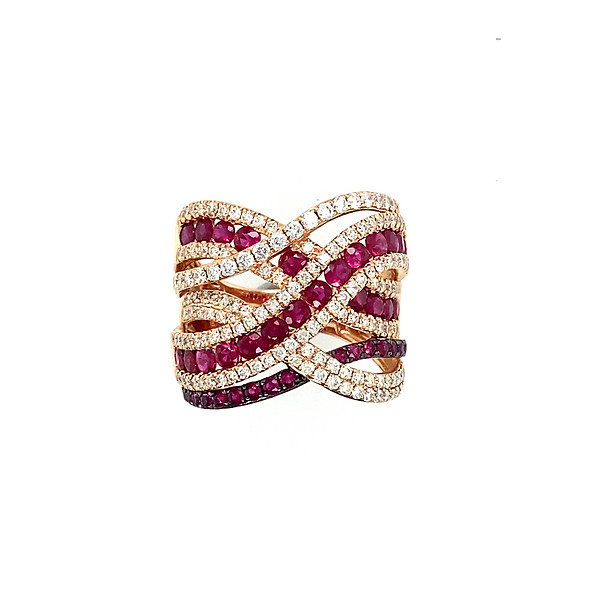 Ruby and Diamond Wide Band Ring