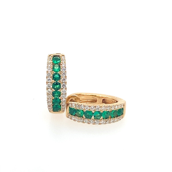 Emerald and Diamond Oval Hoops