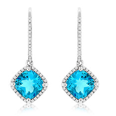 Blue Topaz Halo Earrings