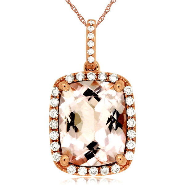 Elongated Cushion Morganite Pendant