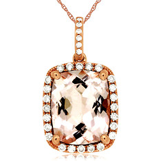 Elongated Cushion Morganite Pendant