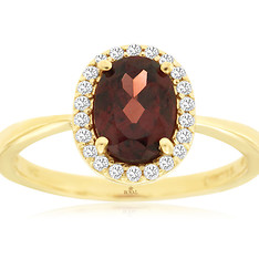 Garnet and Diamond Halo Ring