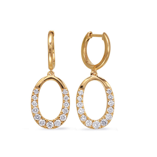 Open Oval Diamond Dangle Earrings