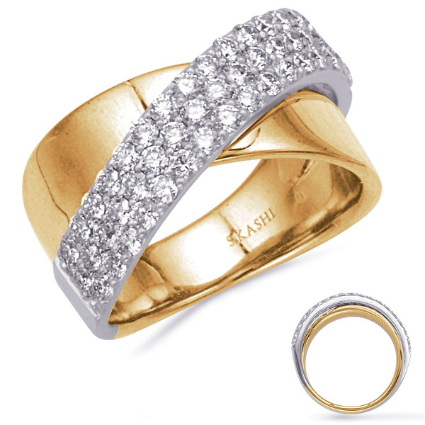 Two-Tone Diamond "X" Ring