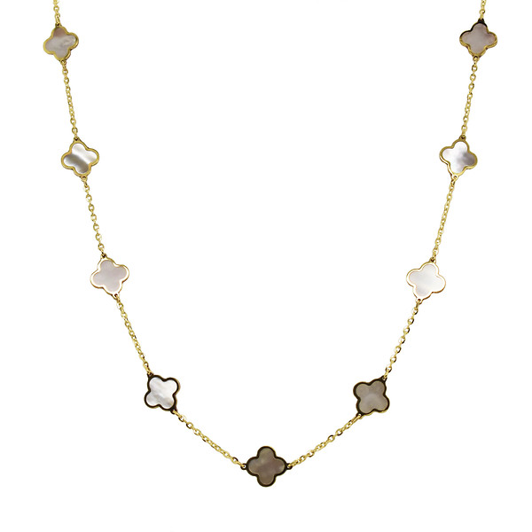 Mother of Pearl Clover Station Necklace