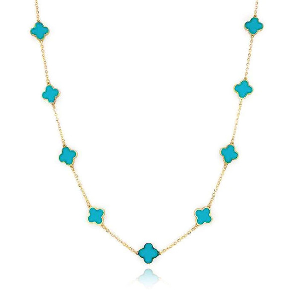 Turquoise Clover Station Necklace