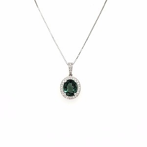 Green Tourmaline and Diamond Pendant