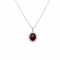 Red Tourmaline and Diamond Pendant