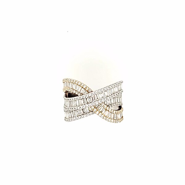 Round and Baguette Diamond Wide Band