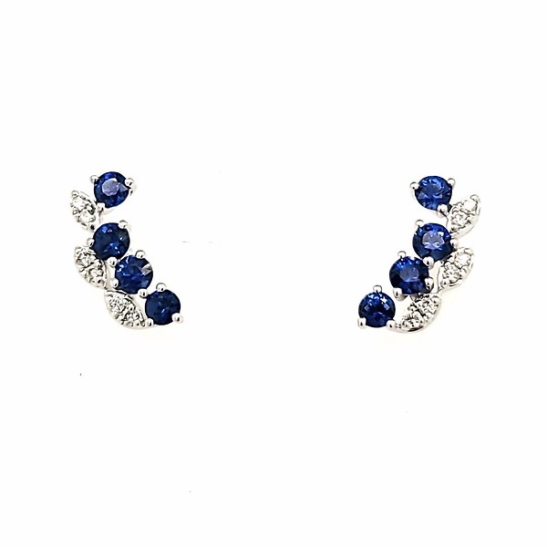 Sapphire and Diamond Ear Climbers