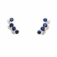 Sapphire and Diamond Ear Climbers