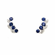 Sapphire and Diamond Ear Climbers