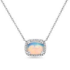 Cushion Opal and Diamond Necklace