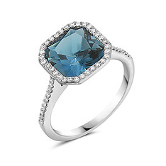 London Blue Topaz and Diamond Ring