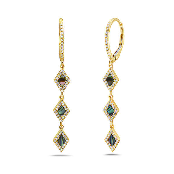Abelone and Diamond Dangle Earrings