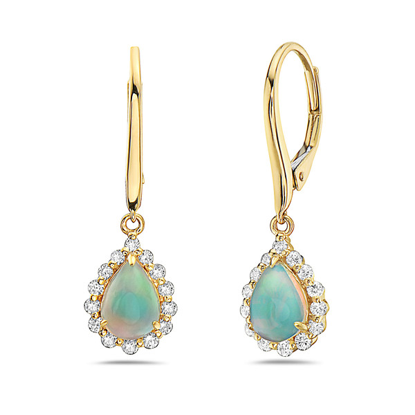 Opal and Diamond Dangle Earrings