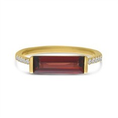 East West Garnet and Diamond Ring