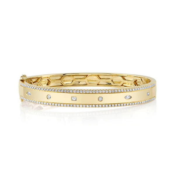 Burnish Set Diamond Bangle Bracelet