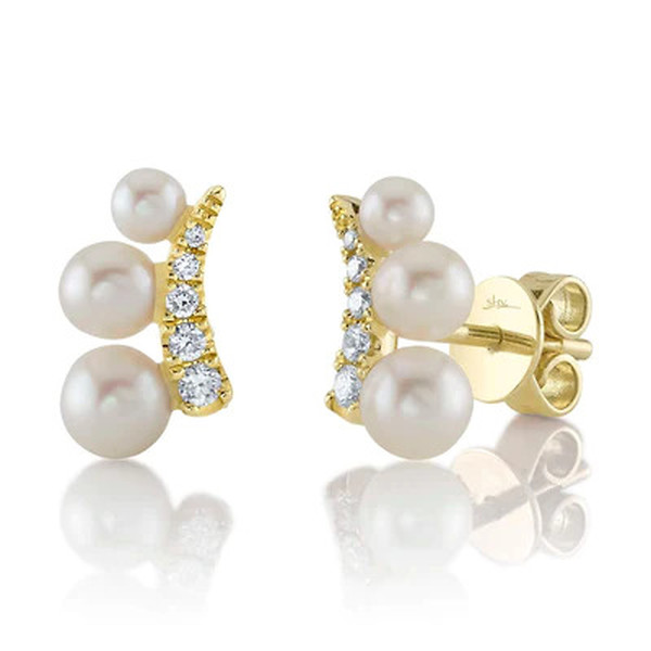 Triple Pearl and Diamond Earrings