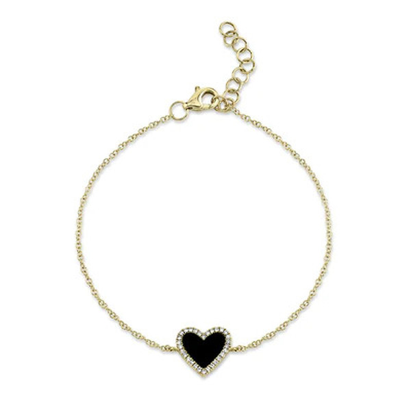 Heart Onyx and Diamond Bracelet