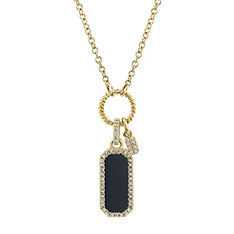Onyx and Diamond Dog Tag Necklace