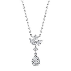 Pear and Round Diamond Necklace