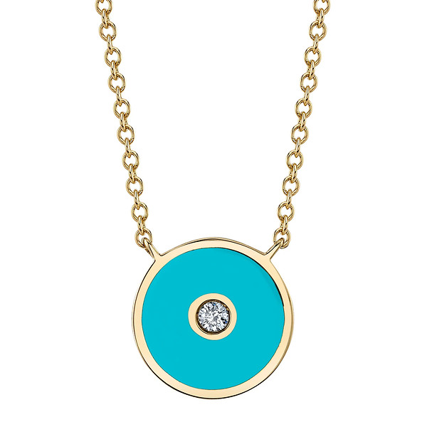 Turquoise Enamel and Diamond Necklace