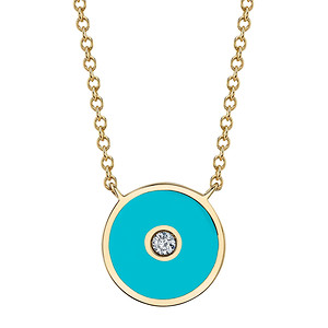 Turquoise Enamel and Diamond Necklace