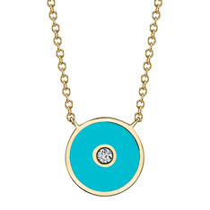 Turquoise Enamel and Diamond Necklace