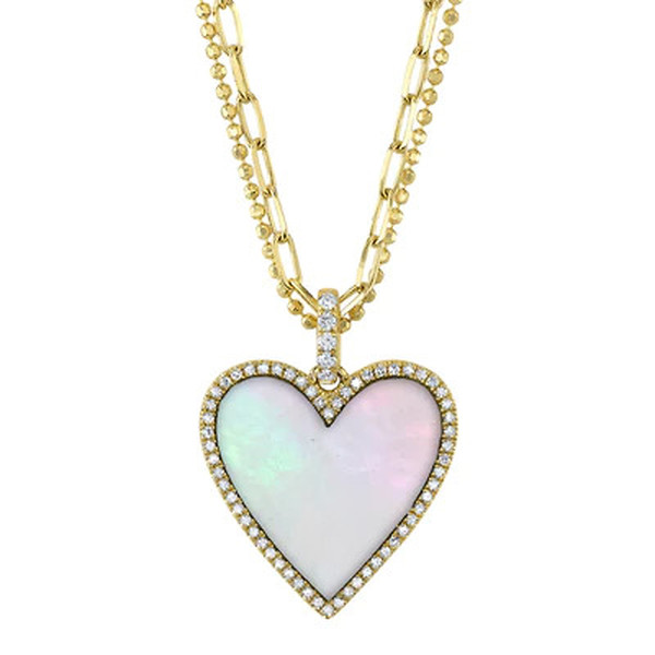 Mother of Pearl and Dimond Heart Necklace