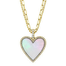 Mother of Pearl and Dimond Heart Necklace
