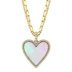 Mother of Pearl and Dimond Heart Necklace