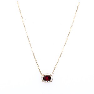 Ruby and Diamond Halo Necklace