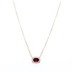 Ruby and Diamond Halo Necklace