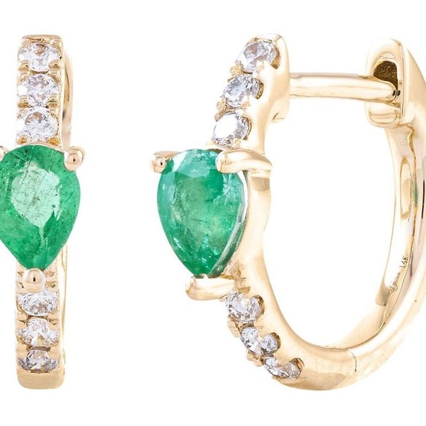 Emerald and Diamond Hoops