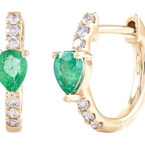 Emerald and Diamond Hoops