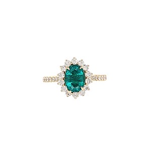 Oval Emerald and Diamond Halo Ring