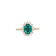 Oval Emerald and Diamond Halo Ring