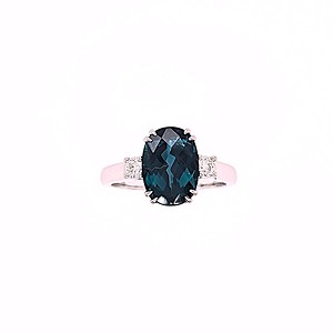 Blue Green Tourmaline and Diamond Ring