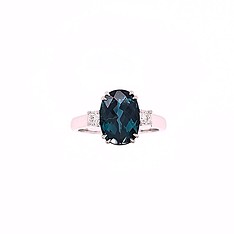 Blue Green Tourmaline and Diamond Ring