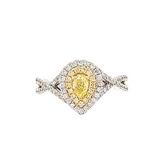 Pear Shape Yellow Diamond Halo Ring