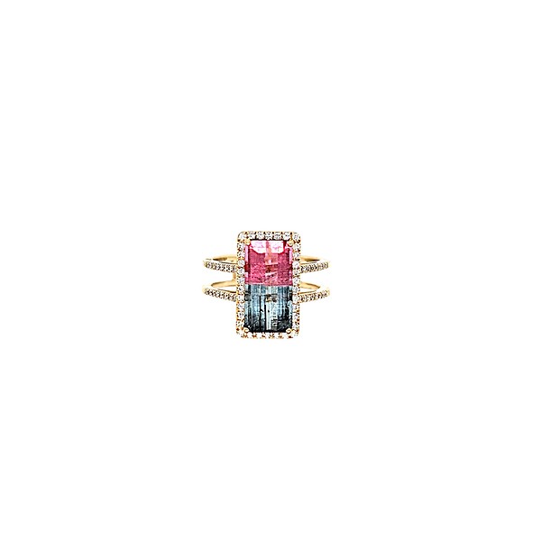 Bicolor Tourmaline and Diamond Ring