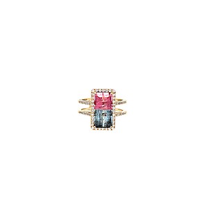 Bicolor Tourmaline and Diamond Ring