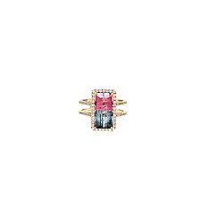 Bicolor Tourmaline and Diamond Ring