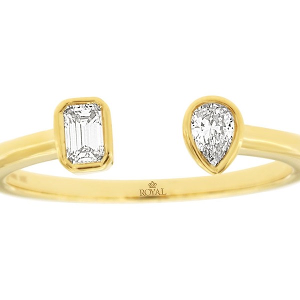 Pear Shape and Emerald Cut Diamond Ring