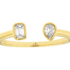 Pear Shape and Emerald Cut Diamond Ring