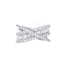 Baguette and Round Diamond Criss Cross Ring