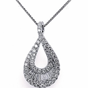 Baguette and ROund Diamond Pendant