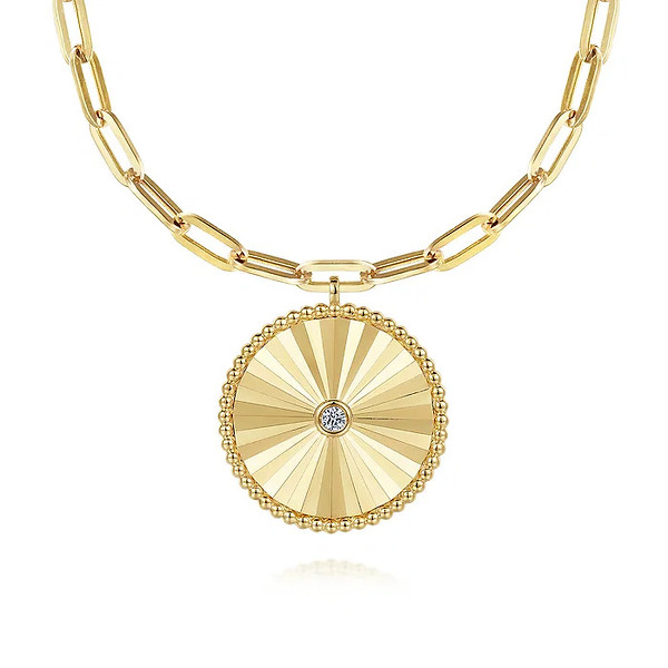 Bujukan Textured Diamond Medallion Necklace