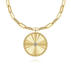 Bujukan Textured Diamond Medallion Necklace